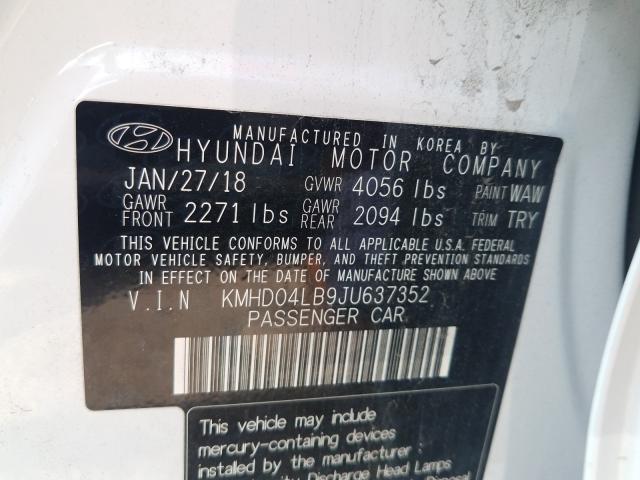 Photo 9 VIN: KMHD04LB9JU637352 - HYUNDAI ELANTRA SP 