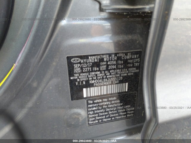 Photo 8 VIN: KMHD04LBXJU555128 - HYUNDAI ELANTRA 