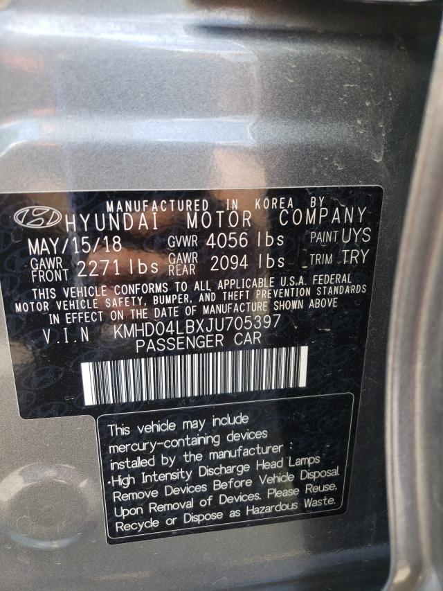 Photo 9 VIN: KMHD04LBXJU705397 - HYUNDAI ELANTRA SP 