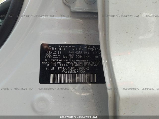 Photo 8 VIN: KMHD04LBXLU968072 - HYUNDAI ELANTRA 