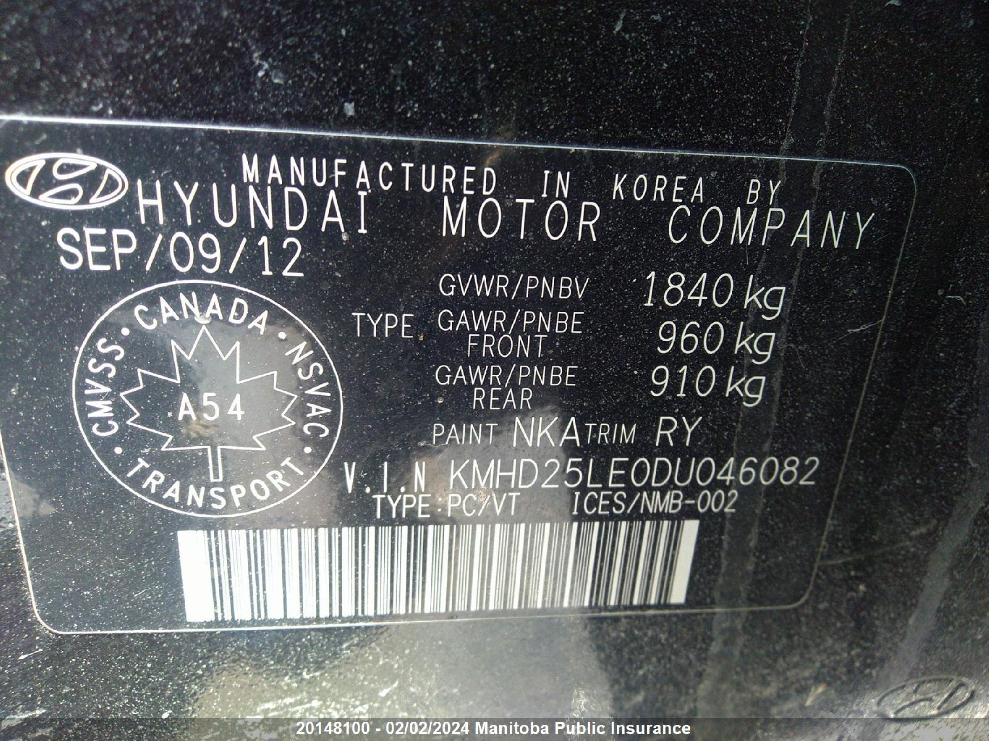 Photo 8 VIN: KMHD25LE0DU046082 - HYUNDAI ELANTRA 