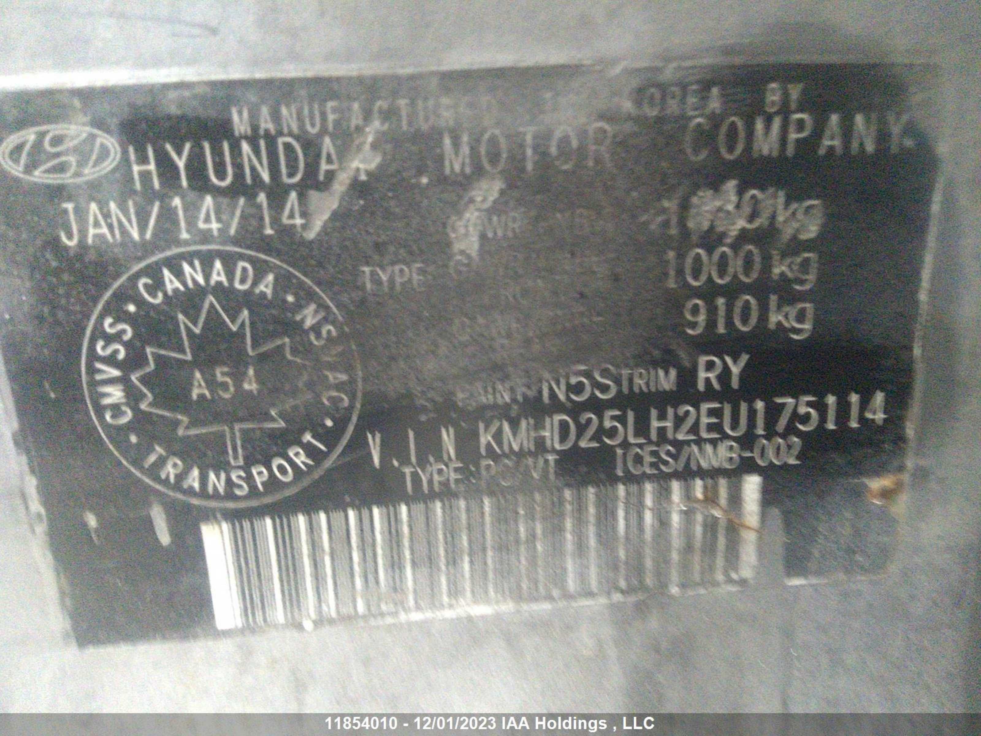 Photo 8 VIN: KMHD25LH2EU175114 - HYUNDAI ELANTRA 