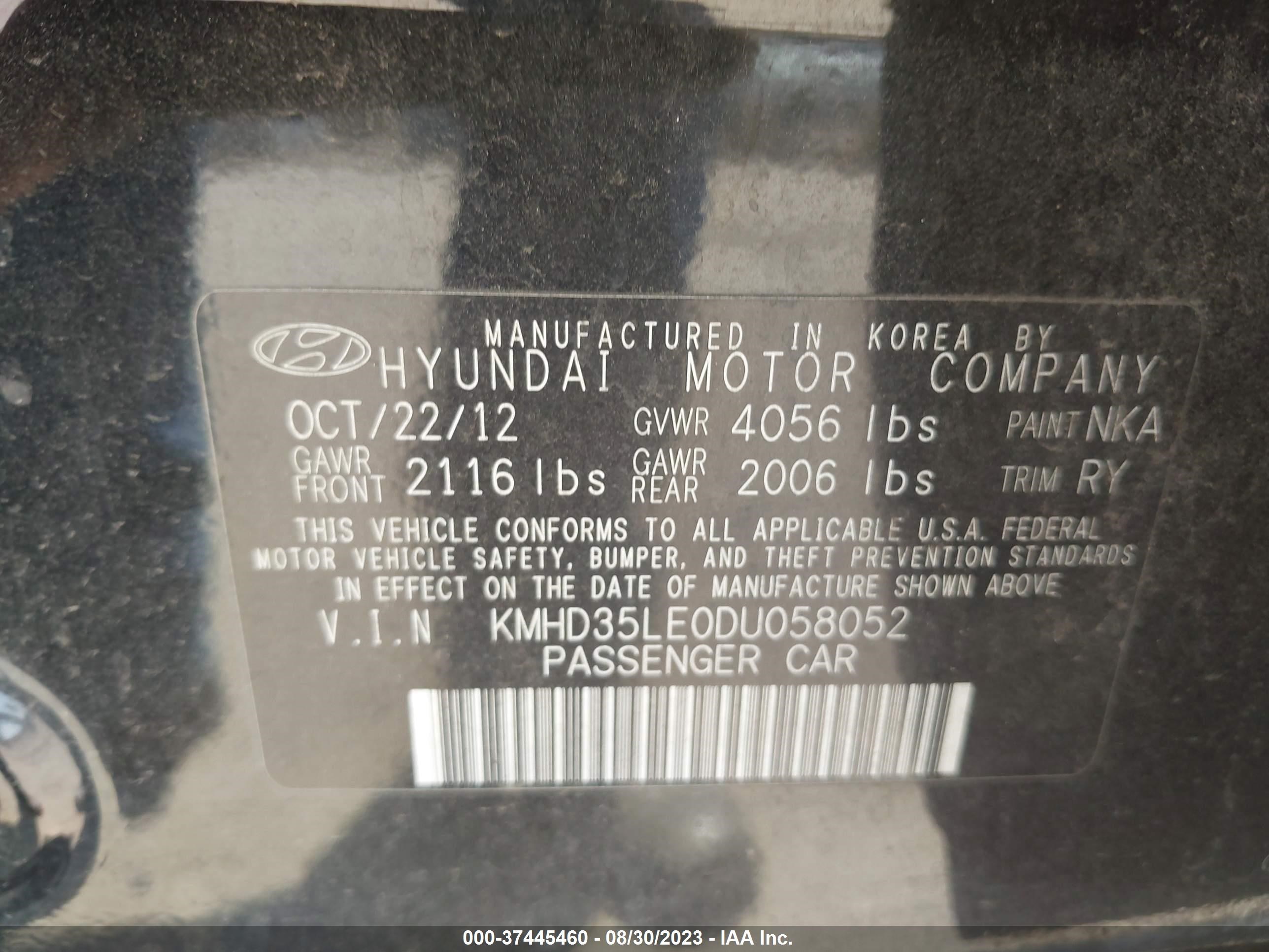 Photo 8 VIN: KMHD35LE0DU058052 - HYUNDAI ELANTRA 