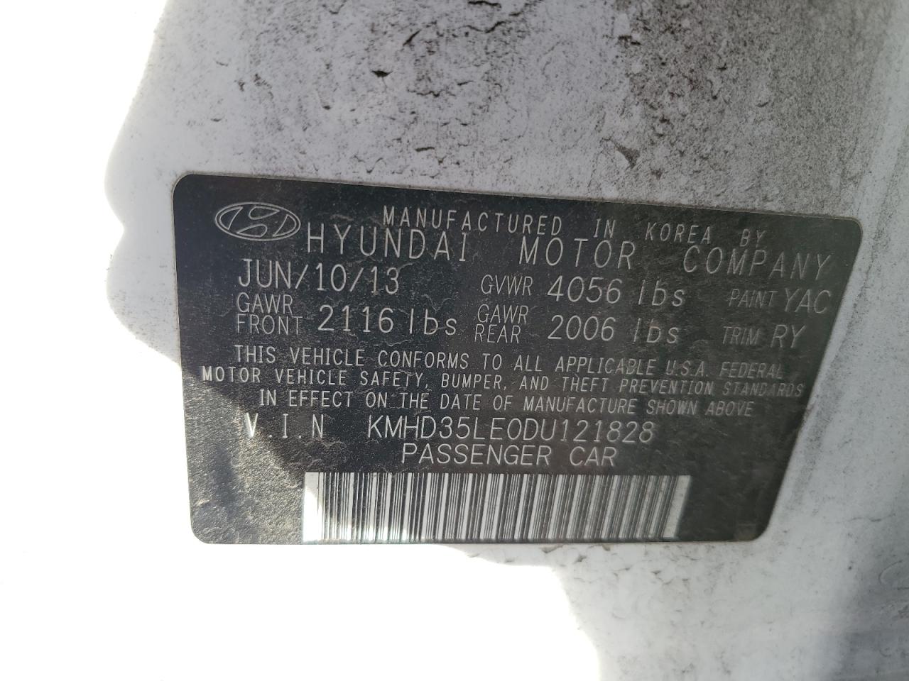 Photo 11 VIN: KMHD35LE0DU121828 - HYUNDAI ELANTRA 