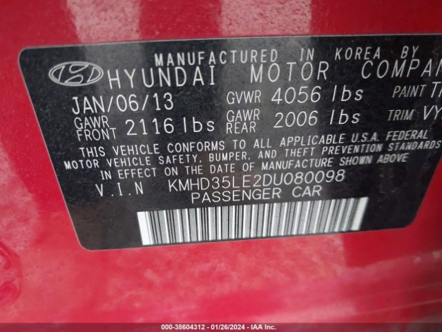 Photo 8 VIN: KMHD35LE2DU080098 - HYUNDAI ELANTRA GT 