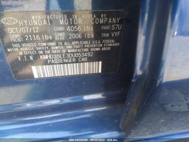 Photo 8 VIN: KMHD35LE3DU053492 - HYUNDAI ELANTRA GT 