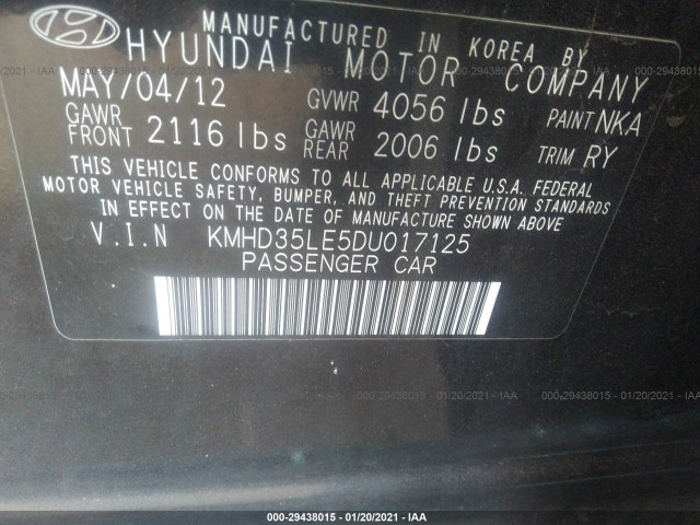 Photo 8 VIN: KMHD35LE5DU017125 - HYUNDAI ELANTRA 