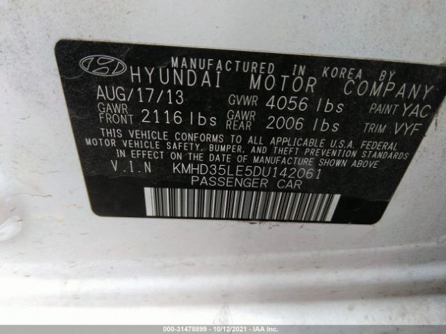 Photo 8 VIN: KMHD35LE5DU142061 - HYUNDAI ELANTRA 