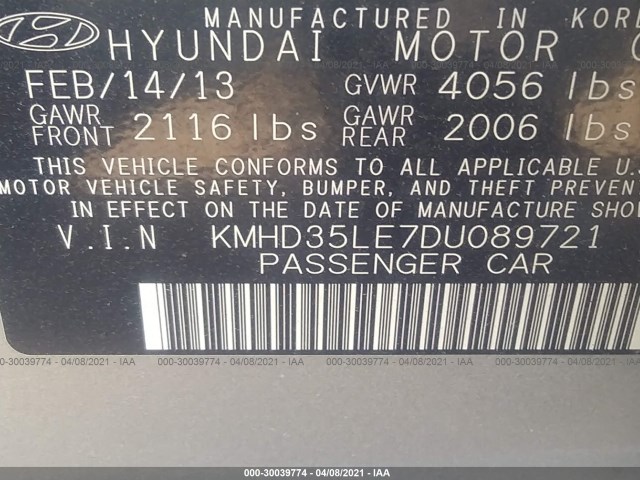 Photo 8 VIN: KMHD35LE7DU089721 - HYUNDAI ELANTRA GT 