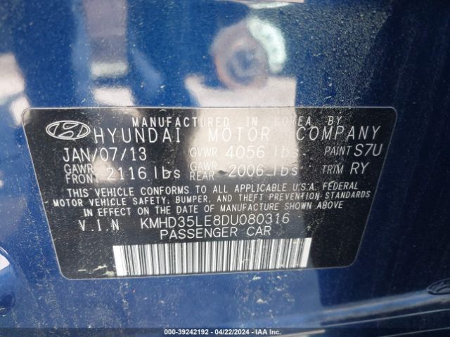 Photo 8 VIN: KMHD35LE8DU080316 - HYUNDAI ELANTRA GT 