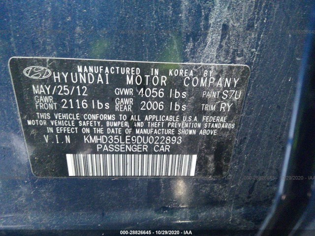 Photo 8 VIN: KMHD35LE9DU022893 - HYUNDAI ELANTRA 