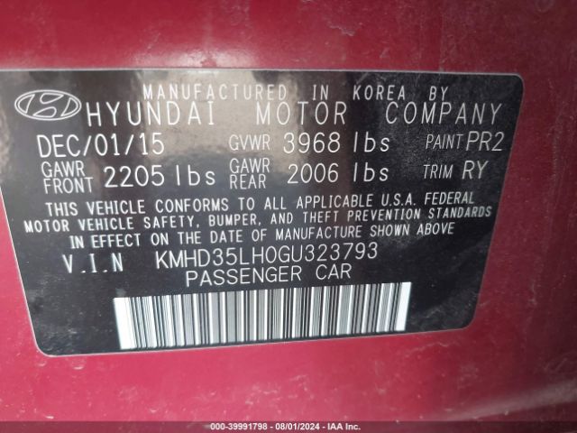 Photo 8 VIN: KMHD35LH0GU323793 - HYUNDAI ELANTRA 