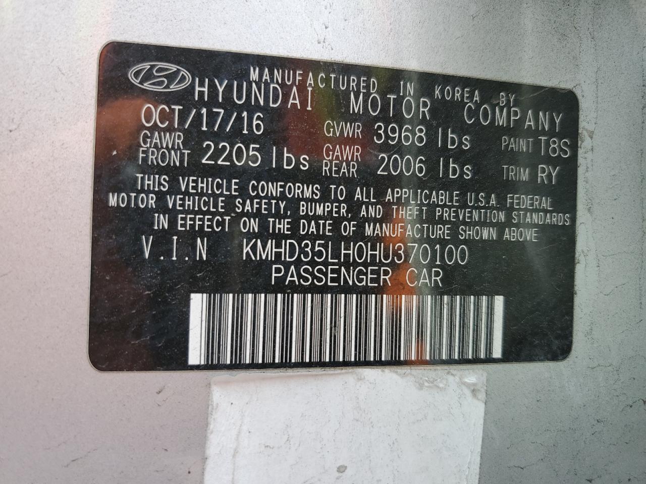 Photo 11 VIN: KMHD35LH0HU370100 - HYUNDAI ELANTRA 