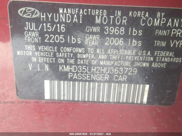 Photo 8 VIN: KMHD35LH2HU363729 - HYUNDAI ELANTRA GT 