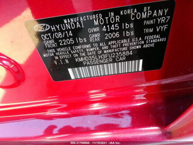 Photo 8 VIN: KMHD35LH3FU235884 - HYUNDAI ELANTRA GT 