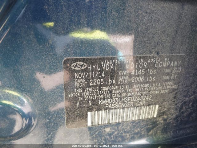 Photo 8 VIN: KMHD35LH3FU243242 - HYUNDAI ELANTRA 