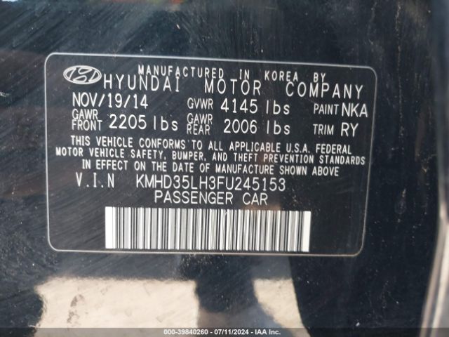 Photo 8 VIN: KMHD35LH3FU245153 - HYUNDAI ELANTRA 