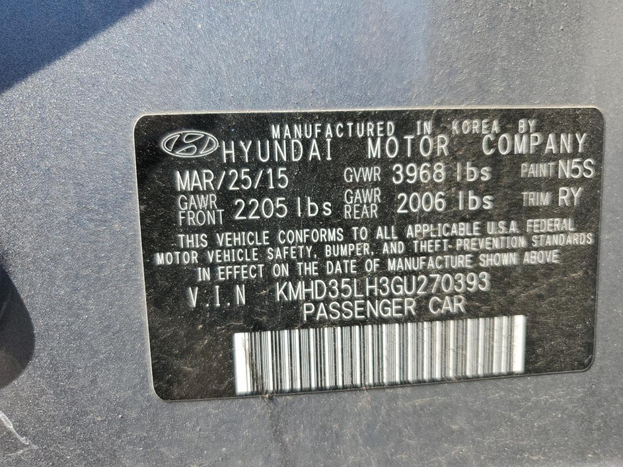 Photo 11 VIN: KMHD35LH3GU270393 - HYUNDAI ELANTRA 