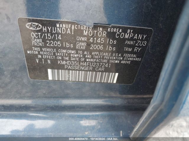 Photo 8 VIN: KMHD35LH4FU237241 - HYUNDAI ELANTRA 