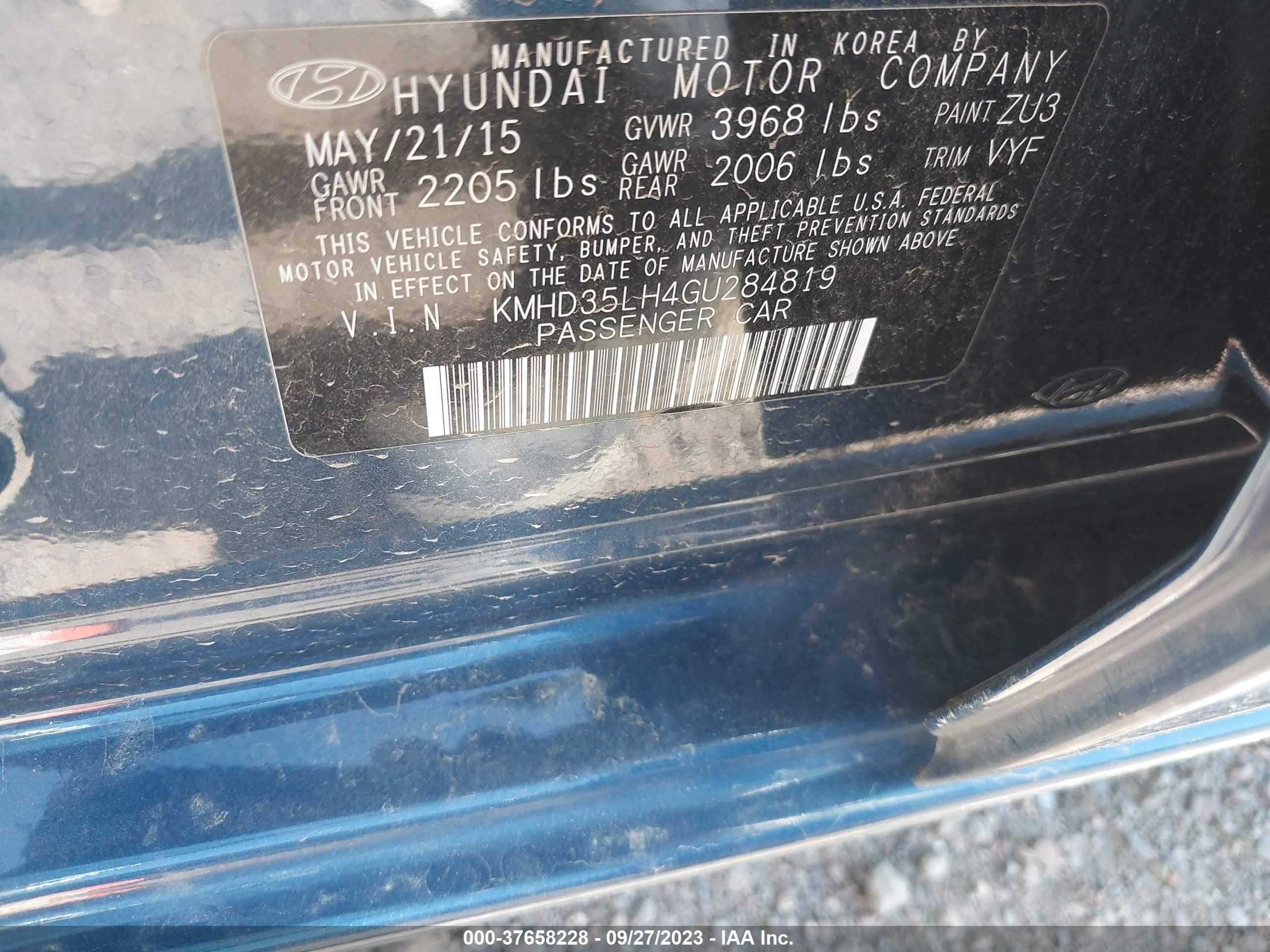 Photo 8 VIN: KMHD35LH4GU284819 - HYUNDAI ELANTRA 