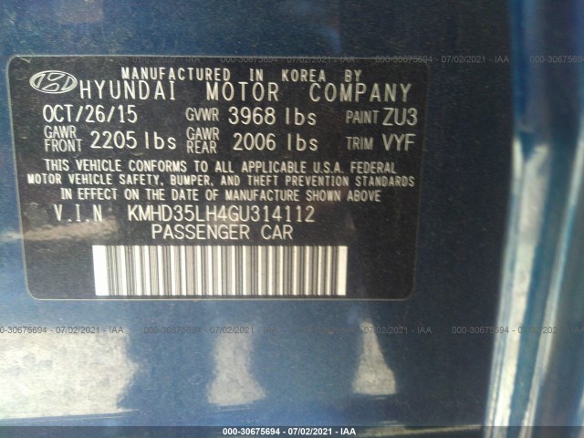 Photo 8 VIN: KMHD35LH4GU314112 - HYUNDAI ELANTRA 