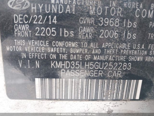 Photo 8 VIN: KMHD35LH5GU252283 - HYUNDAI ELANTRA 