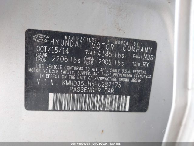 Photo 8 VIN: KMHD35LH6FU237175 - HYUNDAI ELANTRA 