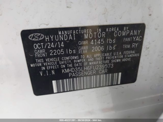 Photo 8 VIN: KMHD35LH6FU239573 - HYUNDAI ELANTRA 