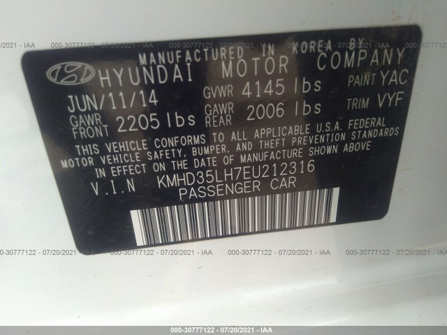 Photo 8 VIN: KMHD35LH7EU212316 - HYUNDAI ELANTRA GT 