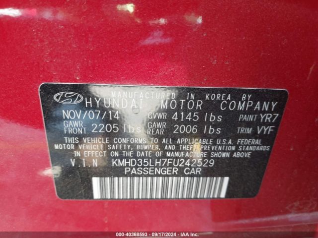 Photo 8 VIN: KMHD35LH7FU242529 - HYUNDAI ELANTRA 