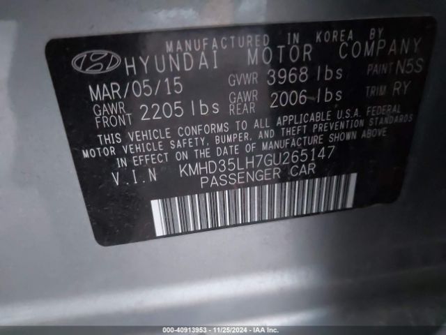 Photo 8 VIN: KMHD35LH7GU265147 - HYUNDAI ELANTRA 