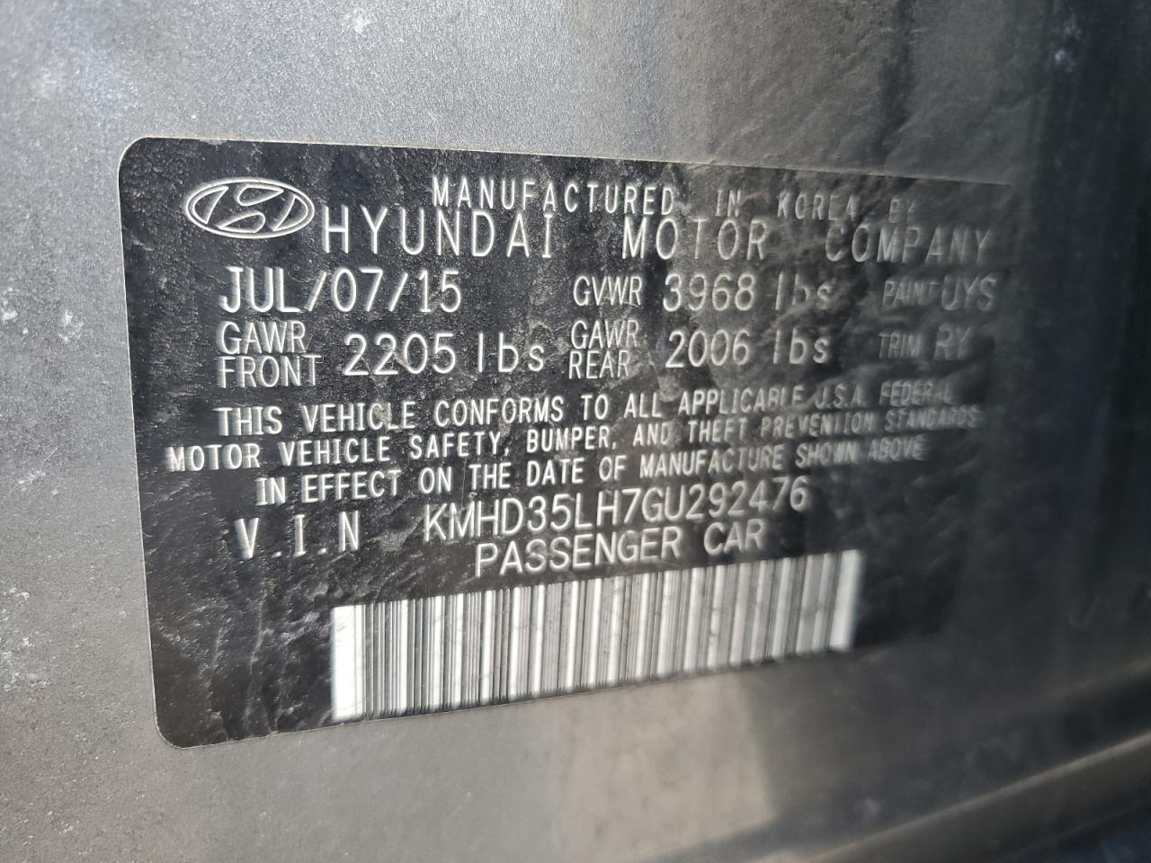 Photo 11 VIN: KMHD35LH7GU292476 - HYUNDAI ELANTRA 