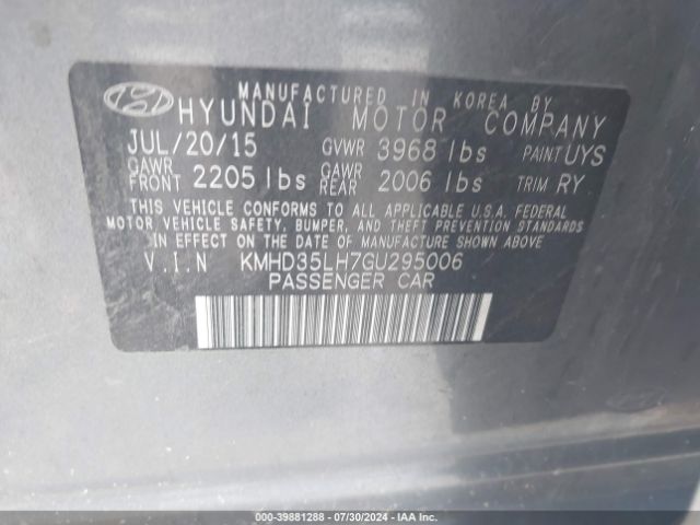 Photo 8 VIN: KMHD35LH7GU295006 - HYUNDAI ELANTRA 