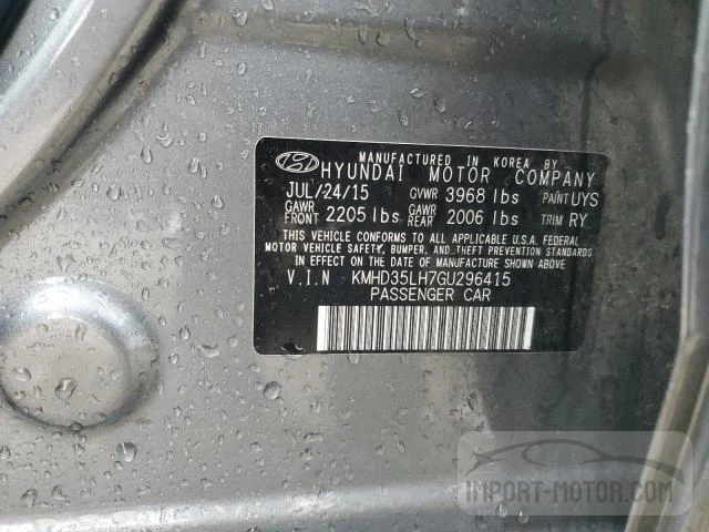 Photo 12 VIN: KMHD35LH7GU296415 - HYUNDAI ELANTRA 