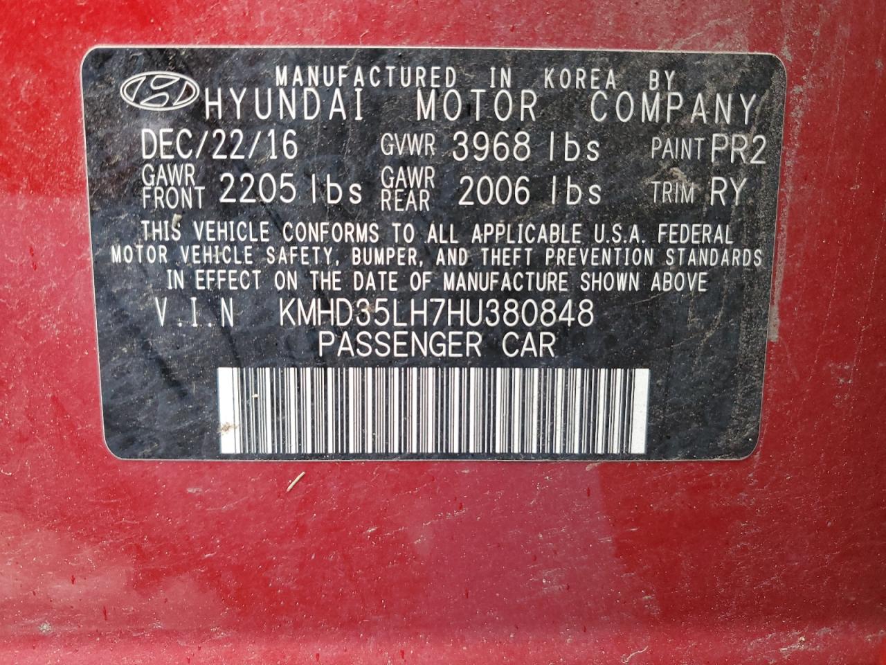 Photo 11 VIN: KMHD35LH7HU380848 - HYUNDAI ELANTRA 