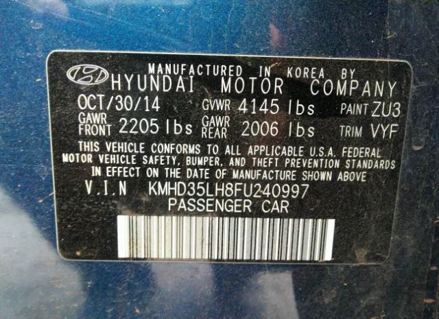 Photo 8 VIN: KMHD35LH8FU240997 - HYUNDAI ELANTRA GT 