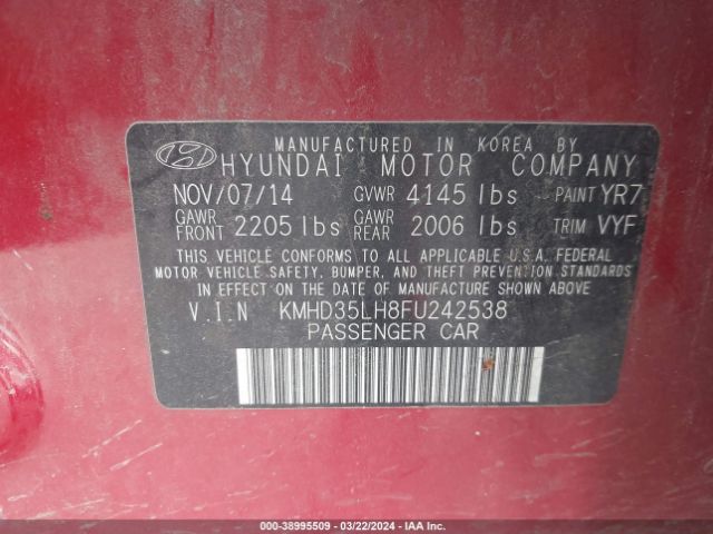 Photo 8 VIN: KMHD35LH8FU242538 - HYUNDAI ELANTRA GT 