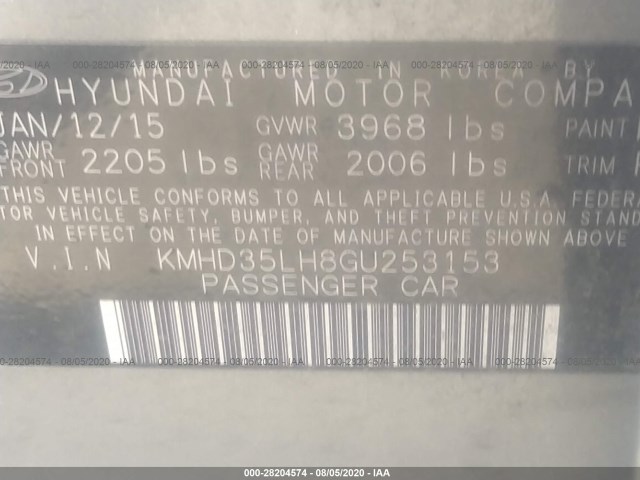 Photo 8 VIN: KMHD35LH8GU253153 - HYUNDAI ELANTRA GT 