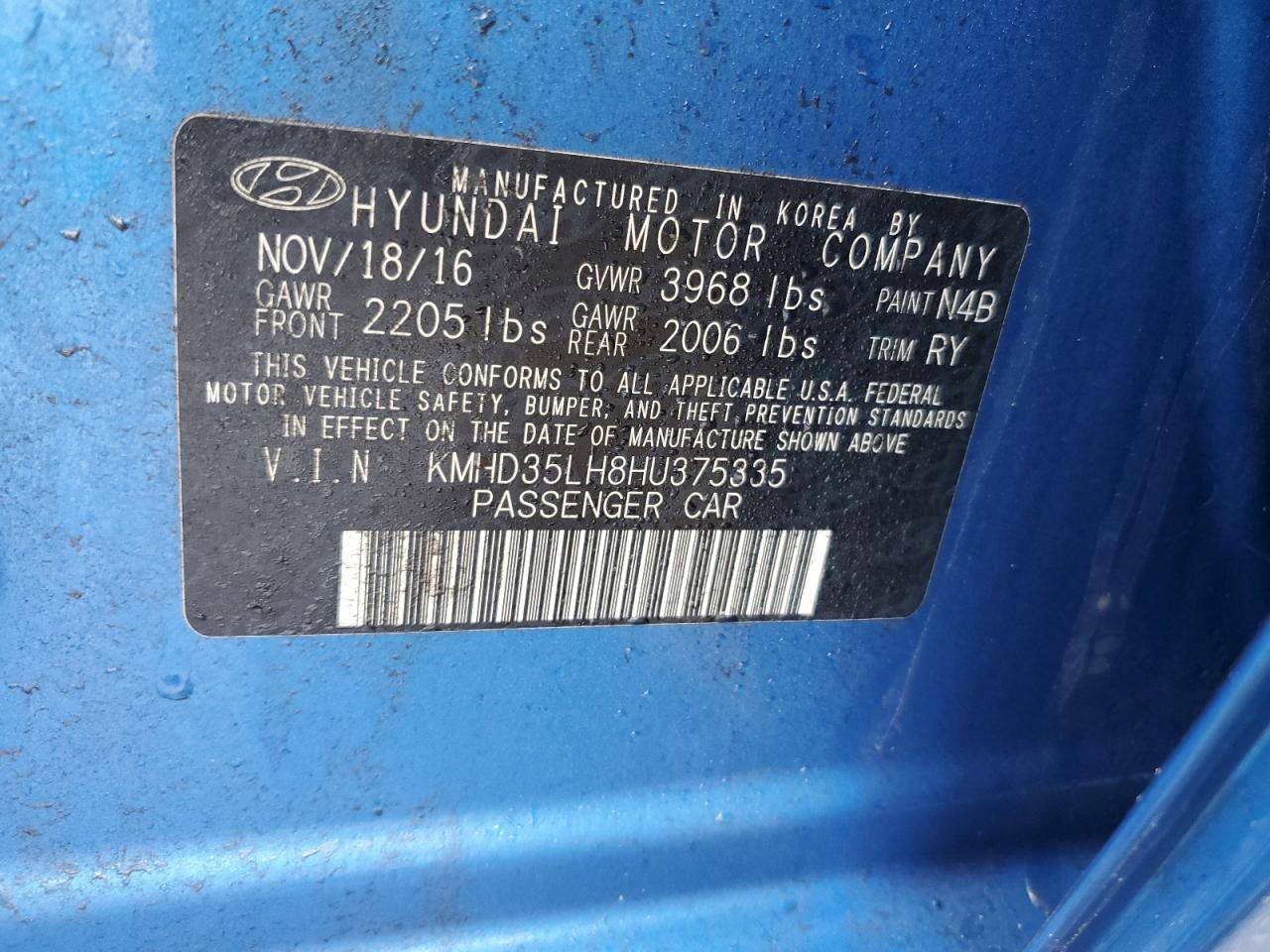 Photo 12 VIN: KMHD35LH8HU375335 - HYUNDAI ELANTRA 