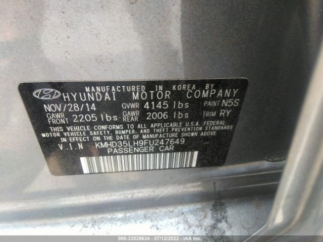 Photo 8 VIN: KMHD35LH9FU247649 - HYUNDAI ELANTRA GT 