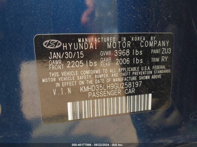 Photo 8 VIN: KMHD35LH9GU258197 - HYUNDAI ELANTRA 