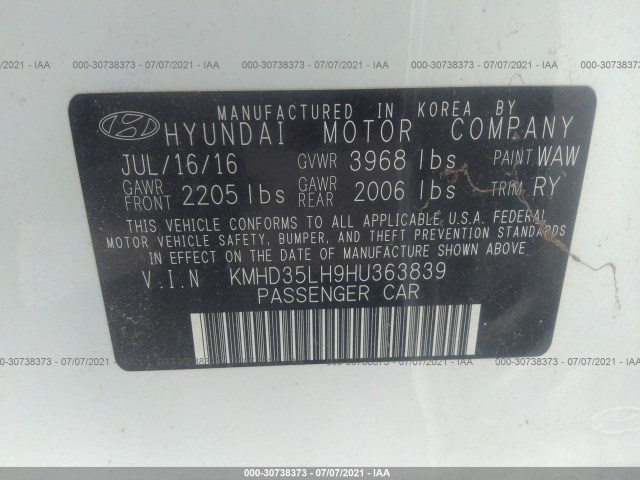 Photo 8 VIN: KMHD35LH9HU363839 - HYUNDAI ELANTRA GT 