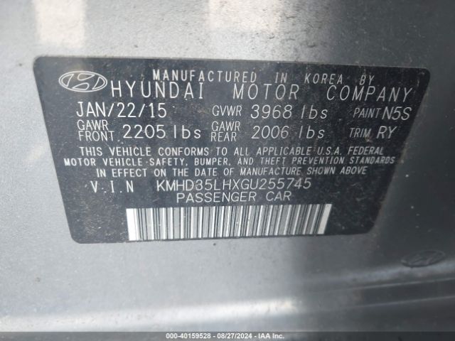 Photo 8 VIN: KMHD35LHXGU255745 - HYUNDAI ELANTRA 