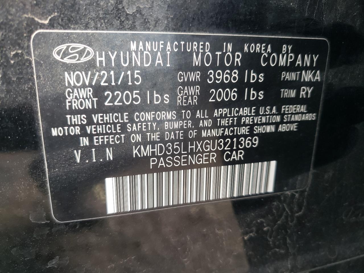 Photo 11 VIN: KMHD35LHXGU321369 - HYUNDAI ELANTRA 