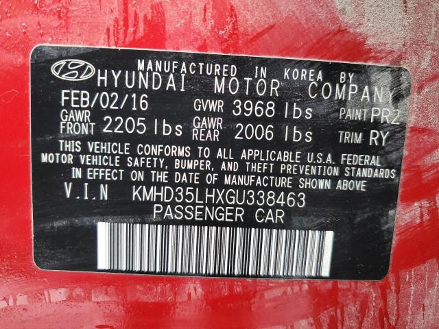 Photo 12 VIN: KMHD35LHXGU338463 - HYUNDAI ELANTRA 