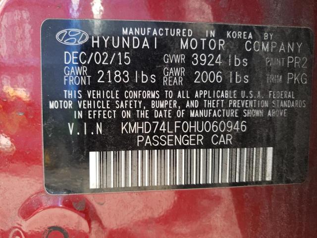 Photo 11 VIN: KMHD74LF0HU060946 - HYUNDAI ELANTRA 