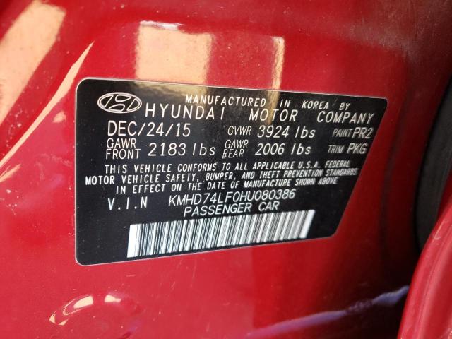 Photo 11 VIN: KMHD74LF0HU080386 - HYUNDAI ELANTRA SE 