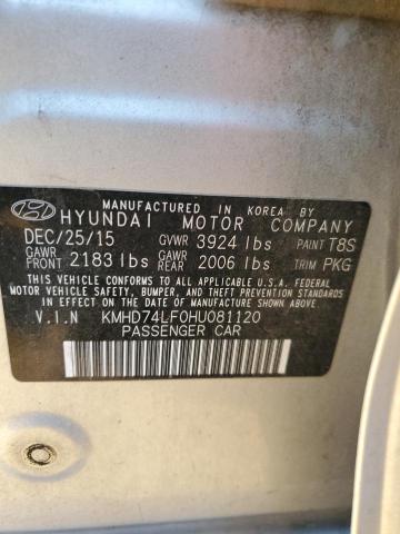 Photo 12 VIN: KMHD74LF0HU081120 - HYUNDAI ELANTRA 