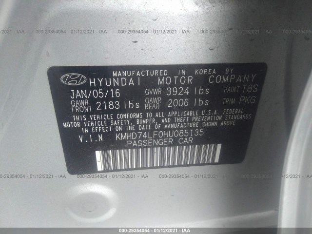 Photo 8 VIN: KMHD74LF0HU085135 - HYUNDAI ELANTRA 