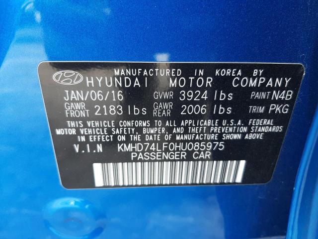 Photo 11 VIN: KMHD74LF0HU085975 - HYUNDAI ELANTRA SE 